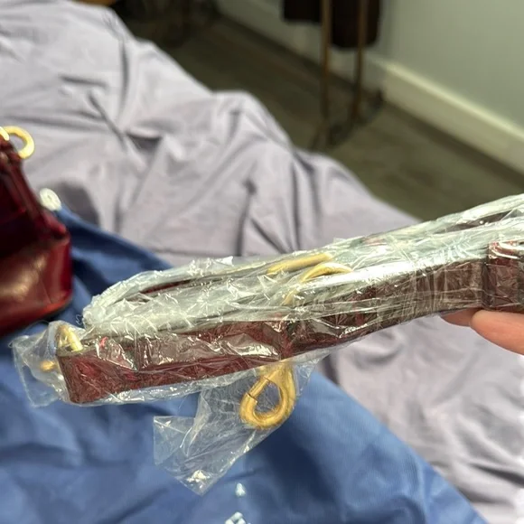 Dooney & Bourke Burgundy Croc-Embossed Satchel - Picture 13 of 13